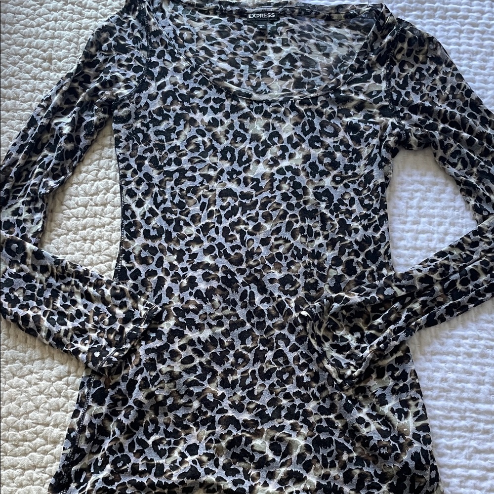 Express Animal Print Long Sleeve Top